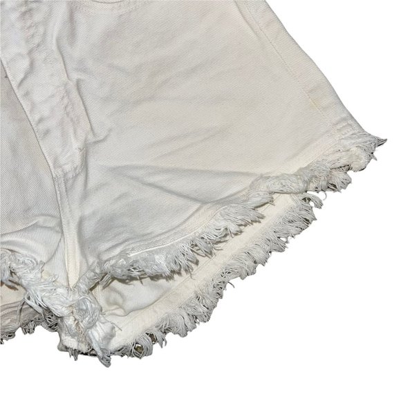 Guess Vintage 1990's White Raw Hem Distressed Frayed High Rise Mom Shorts 27 - Picture 5 of 9